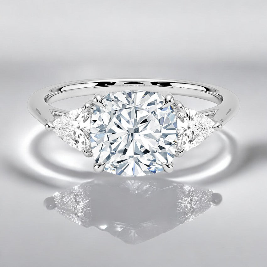 Trillion Cut Three Stone Lab Grown Diamond Engagement Ring