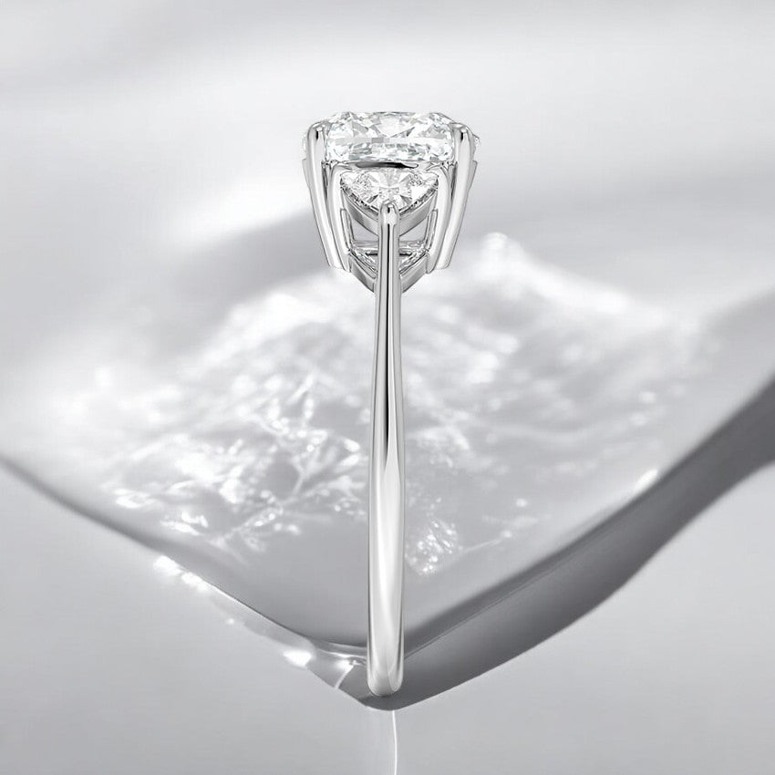 Trillion Cut Three Stone Lab Grown Diamond Engagement Ring