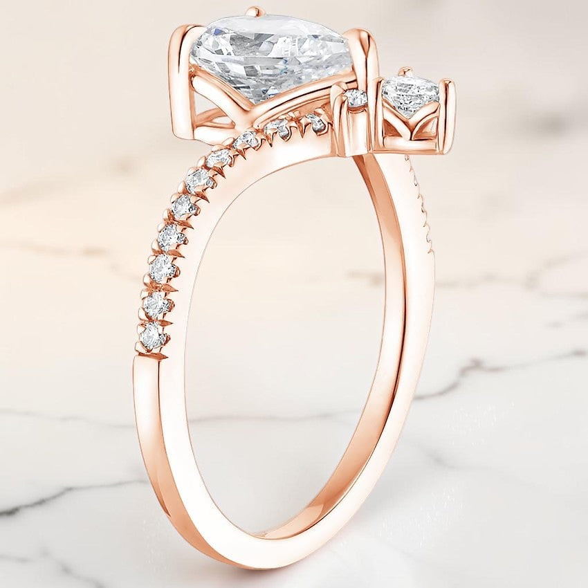 Modernist Diamond Ring in 14K Rose Gold