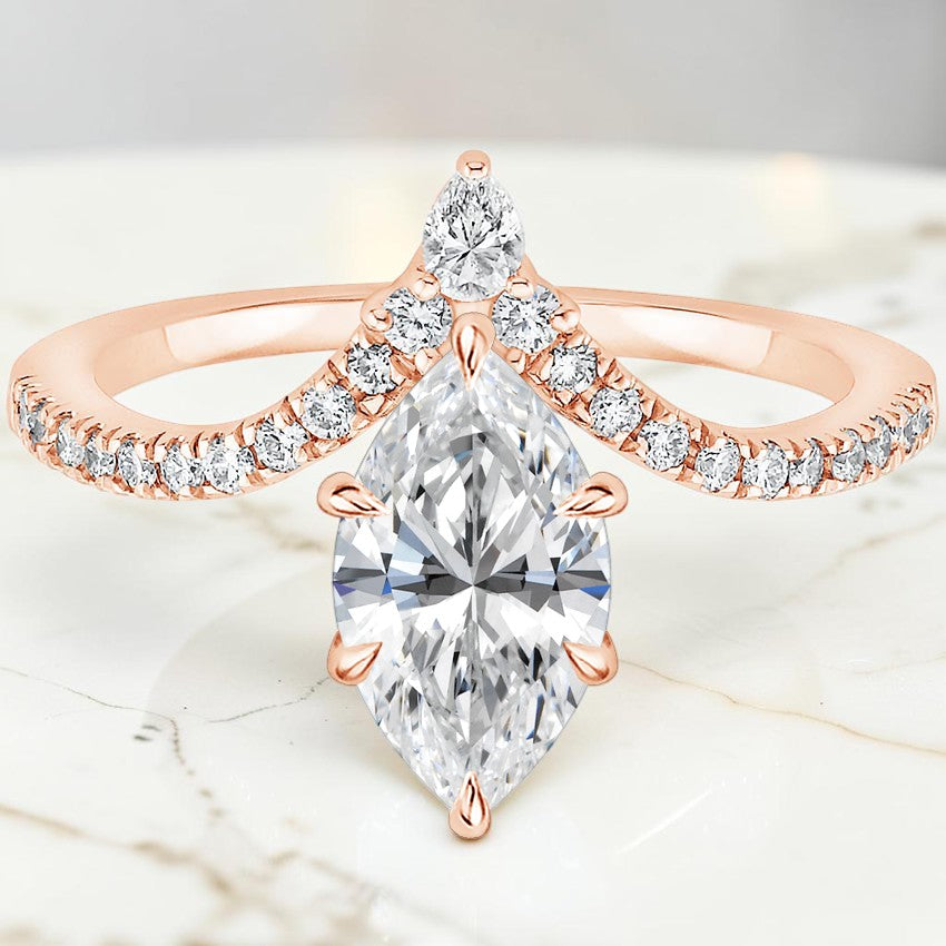Modernist Diamond Ring in 14K Rose Gold