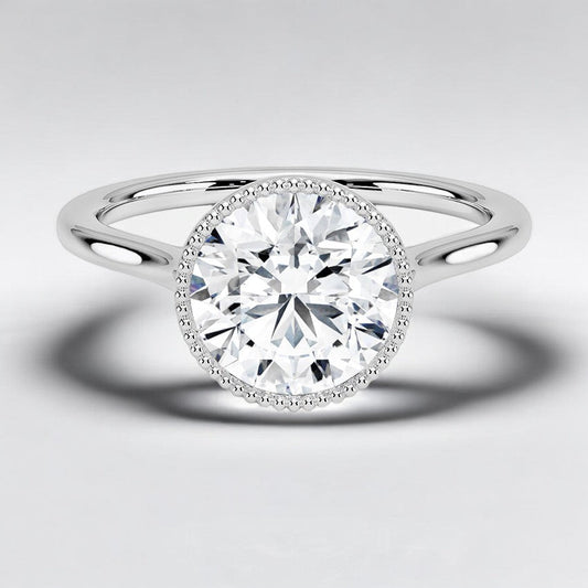 Bezel Lab Grown Diamond Engagement Ring - Intricately Designed for Modern Brides