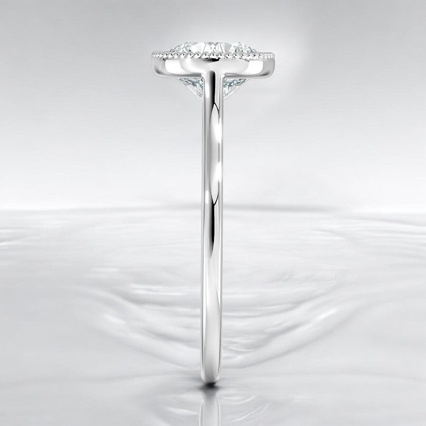 Bezel Lab Grown Diamond Engagement Ring - Intricately Designed for Modern Brides