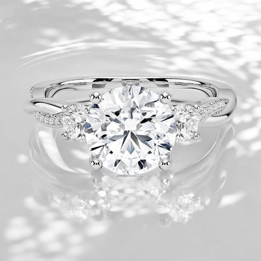 Twisted Vine Three Stone Lab Grown Diamond Engagement Ring