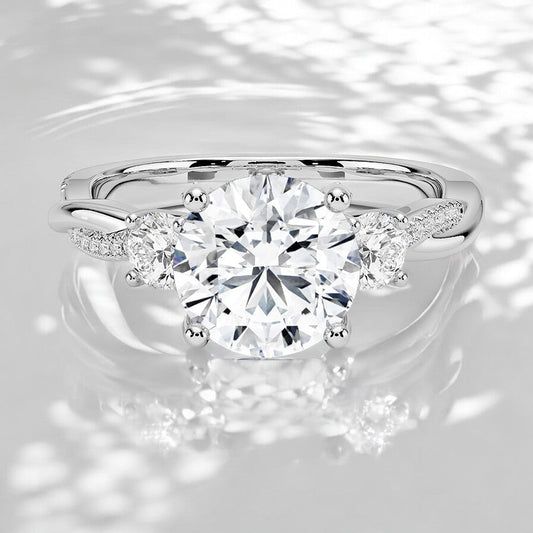 Twisted Vine Three Stone Lab Grown Diamond Engagement Ring