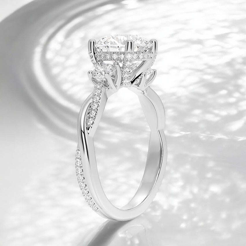Twisted Vine Three Stone Lab Grown Diamond Engagement Ring