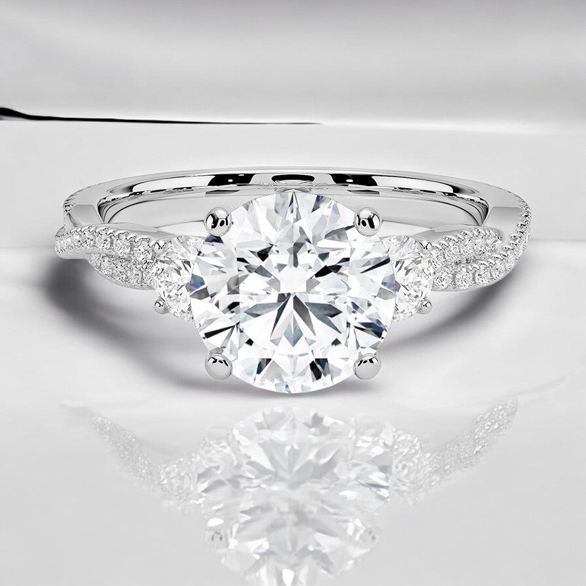 Luxe Three Stone Petite Twisted Vine Lab Grown Diamond Engagement Ring