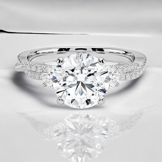 Luxe Three Stone Petite Twisted Vine Lab Grown Diamond Engagement Ring