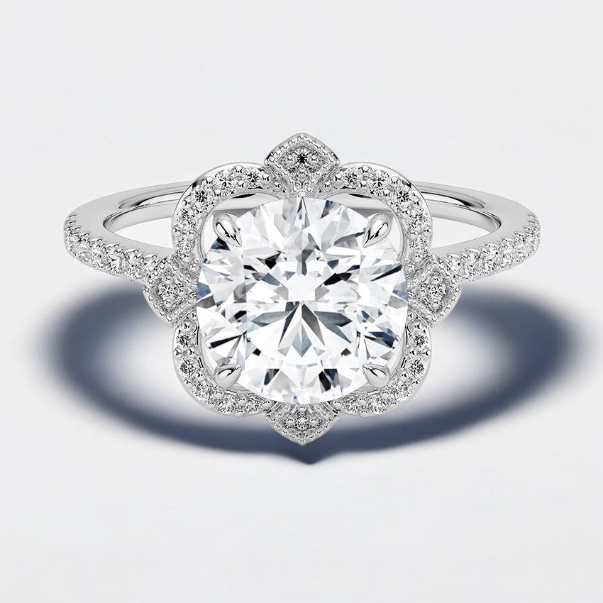 Halo Lab Grown Diamond Engagement Ring - Sophisticated and Sleek