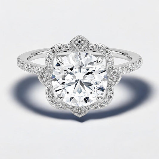 Halo Lab Grown Diamond Engagement Ring - Sophisticated and Sleek