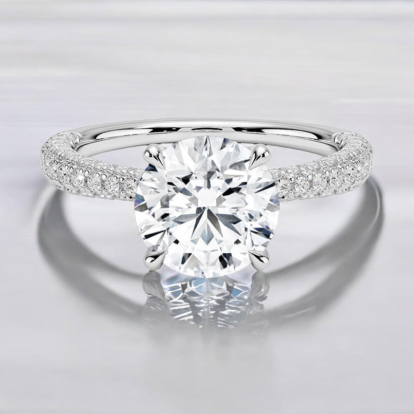 Pave Lab Grown Diamond Engagement Ring - Handcrafted to Perfection