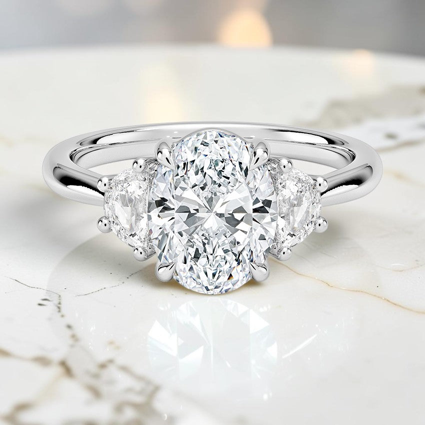 Half Moon Three Stone Diamond Ring (1/4 ct. tw.) in 14K White Gold