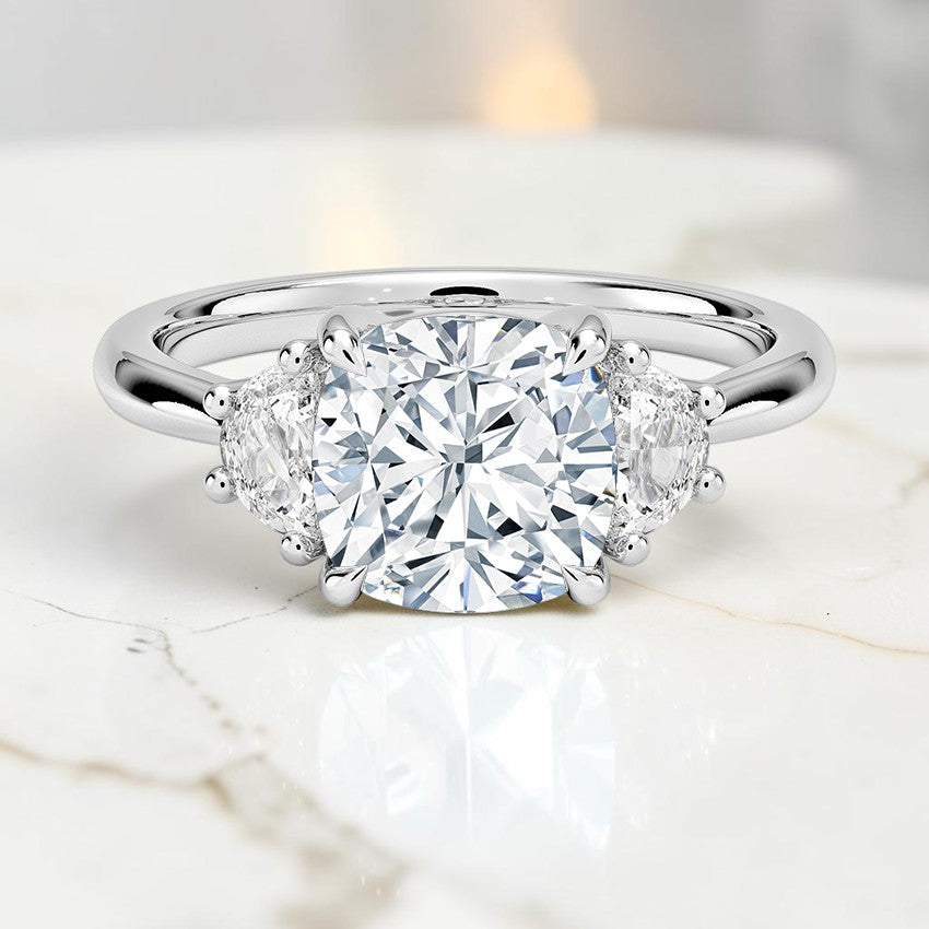 Half Moon Three Stone Diamond Ring (1/4 ct. tw.) in 14K White Gold