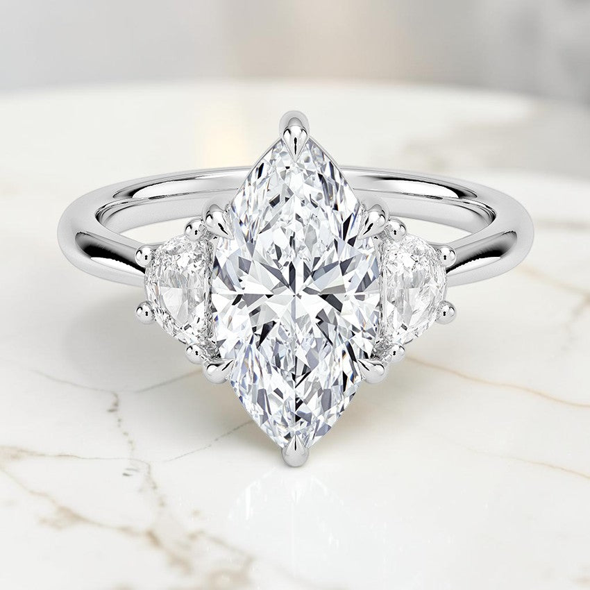 Half Moon Three Stone Diamond Ring (1/4 ct. tw.) in 14K White Gold