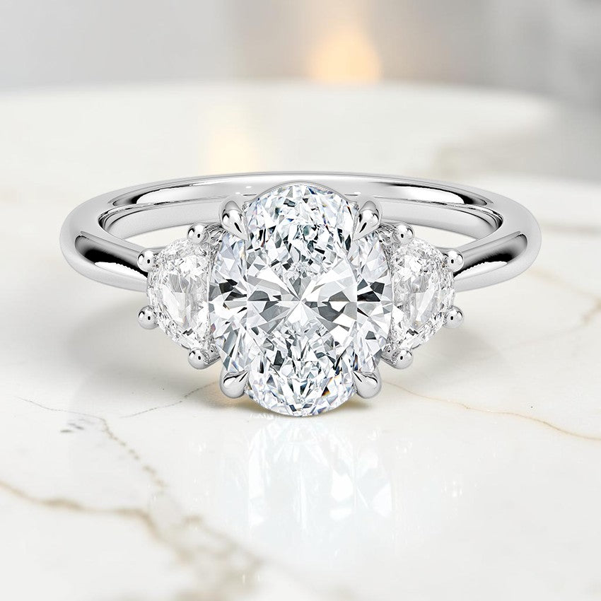 Half Moon Three Stone Diamond Ring (1/4 ct. tw.) in 14K White Gold