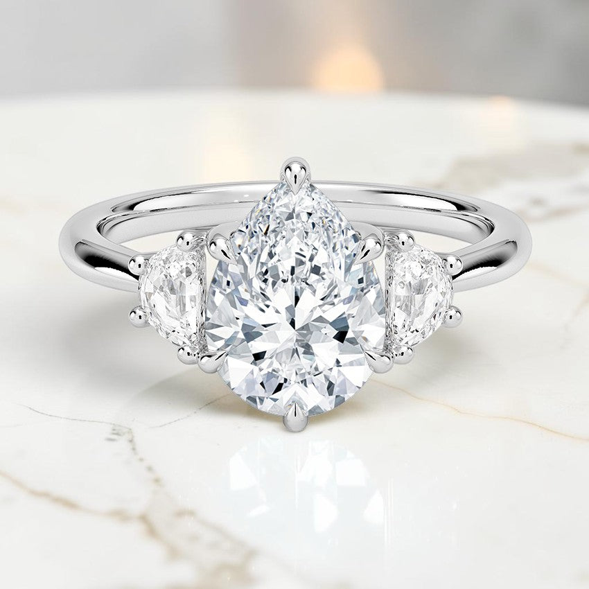 Half Moon Three Stone Diamond Ring (1/4 ct. tw.) in 14K White Gold