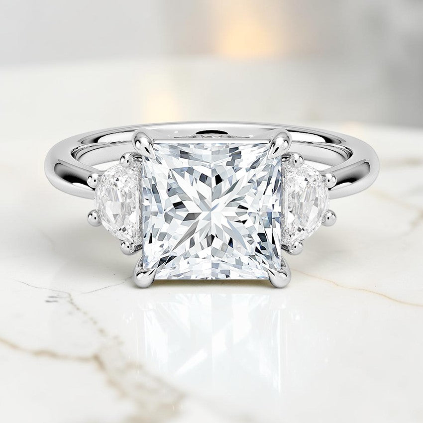 Half Moon Three Stone Diamond Ring (1/4 ct. tw.) in 14K White Gold