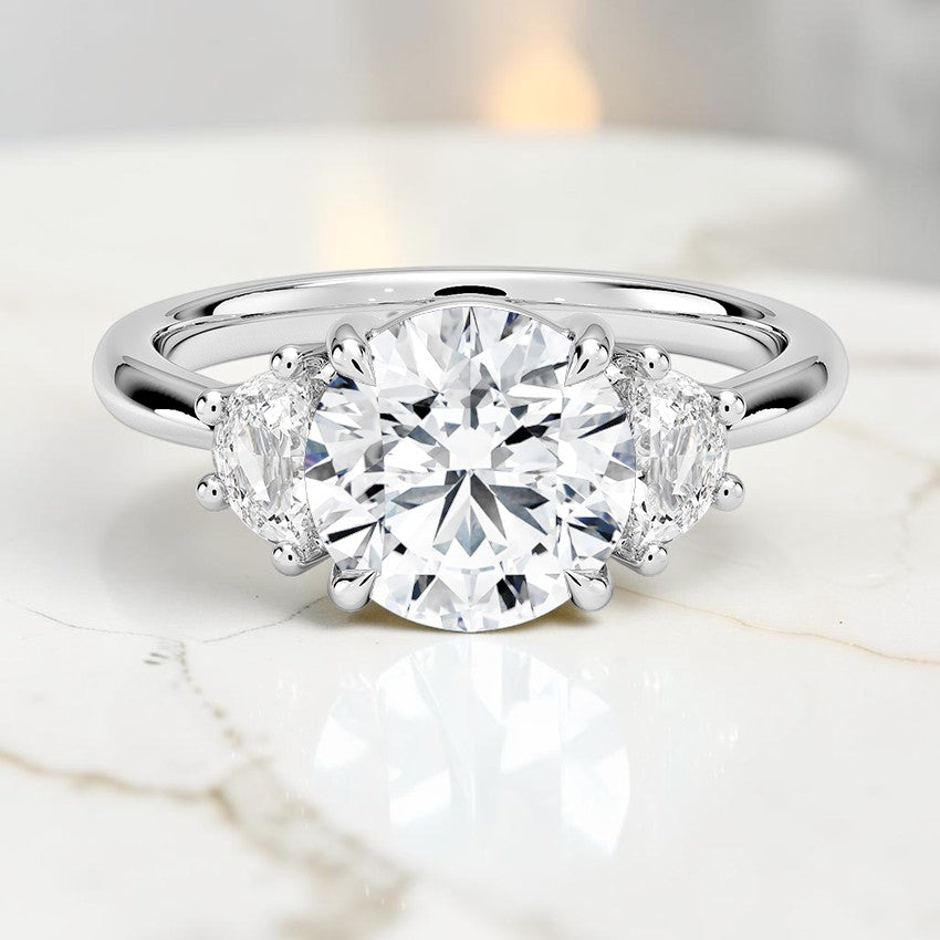 Half Moon Three Stone Diamond Ring (1/4 ct. tw.) in 14K White Gold
