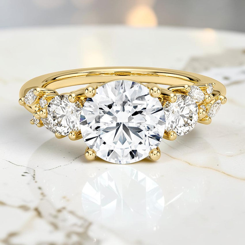 Avonlea Three Stone Diamond Ring in 14K Yellow Gold