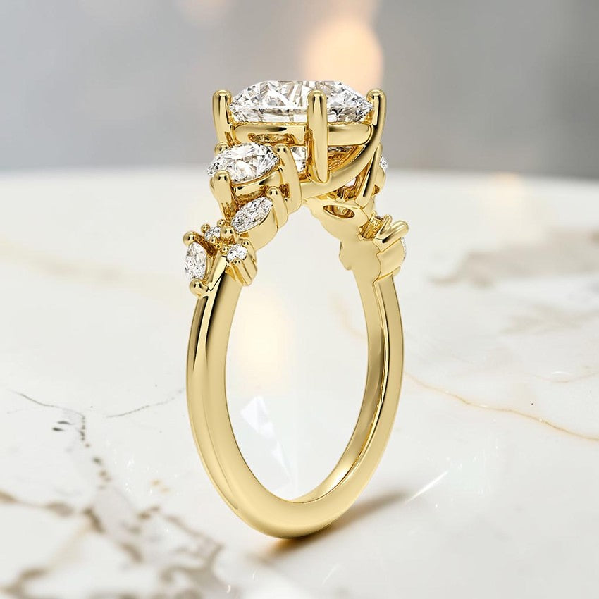 Avonlea Three Stone Diamond Ring in 14K Yellow Gold