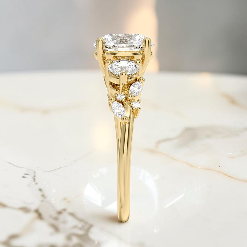 Avonlea Three Stone Diamond Ring in 14K Yellow Gold