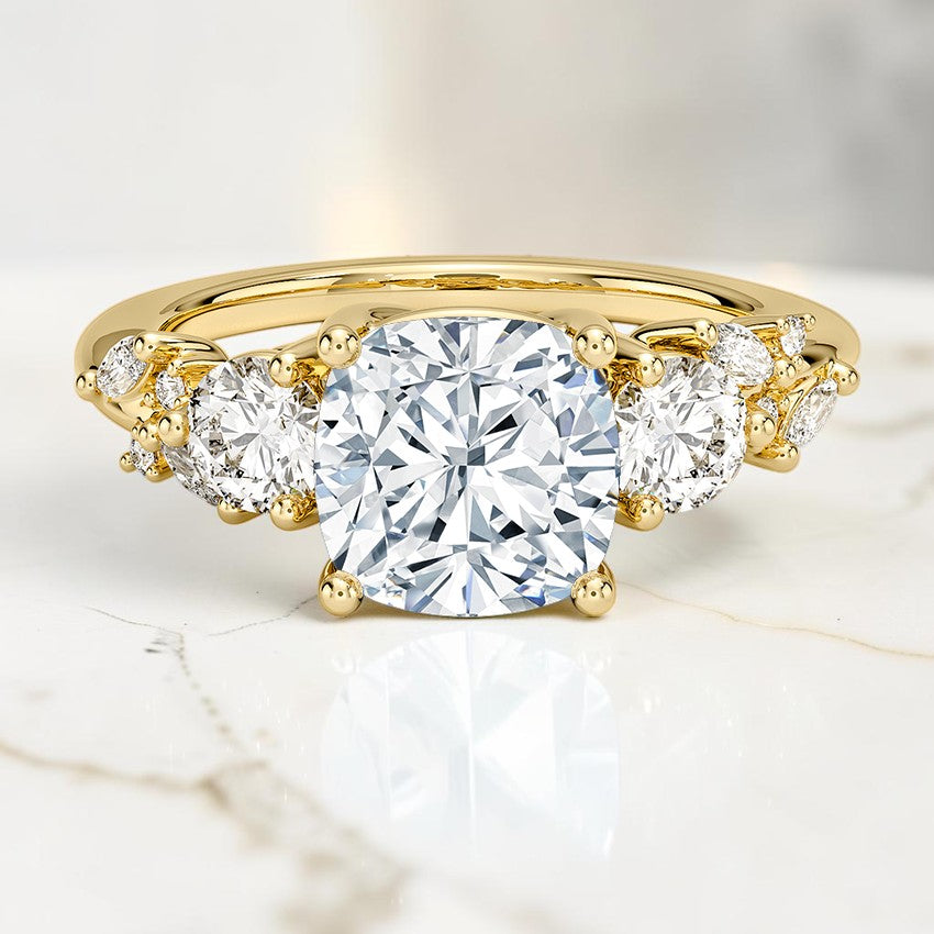 Avonlea Three Stone Diamond Ring in 14K Yellow Gold