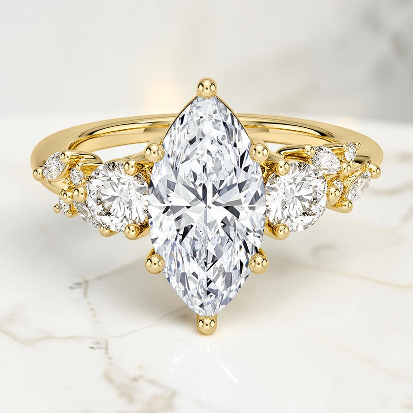 Avonlea Three Stone Diamond Ring in 14K Yellow Gold