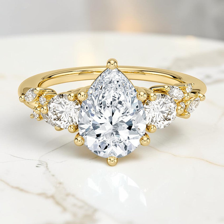 Avonlea Three Stone Diamond Ring in 14K Yellow Gold