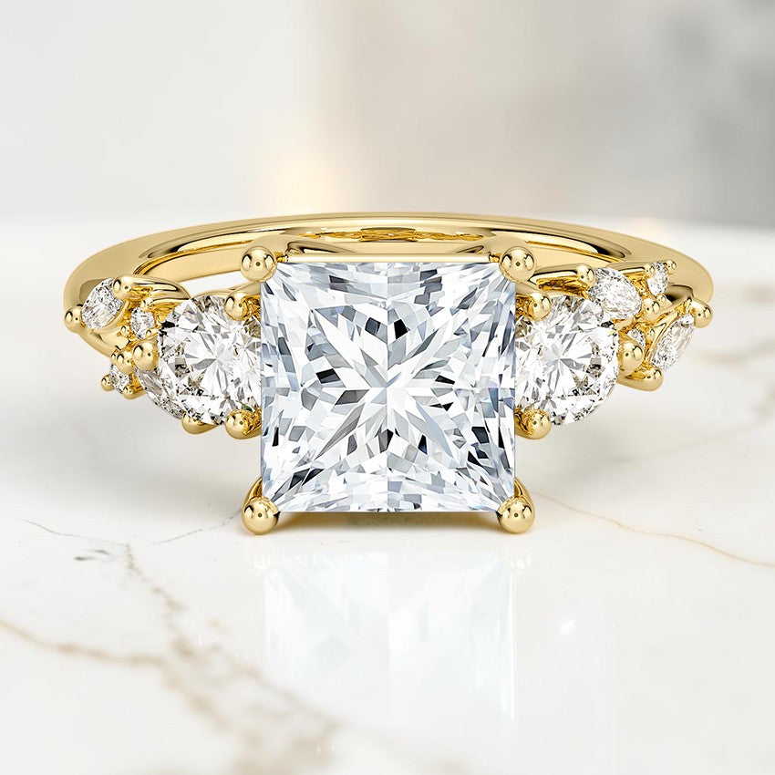 Avonlea Three Stone Diamond Ring in 14K Yellow Gold