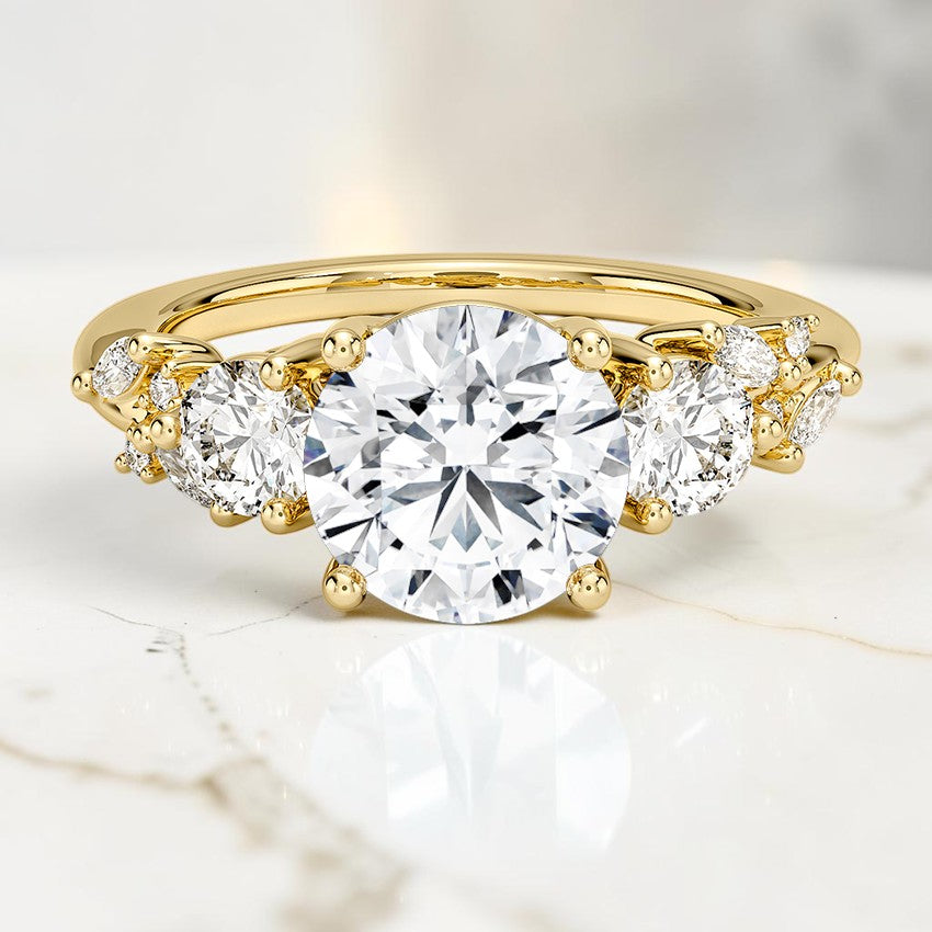 Avonlea Three Stone Diamond Ring in 14K Yellow Gold