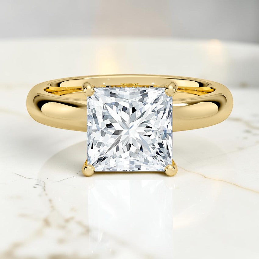 Soraya Perfect Fit Halo 3mm Diamond Ring in 14K Yellow Gold