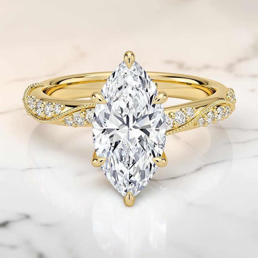 Magnolia Hidden Accent 2.5mm Diamond Ring in 14K Yellow Gold
