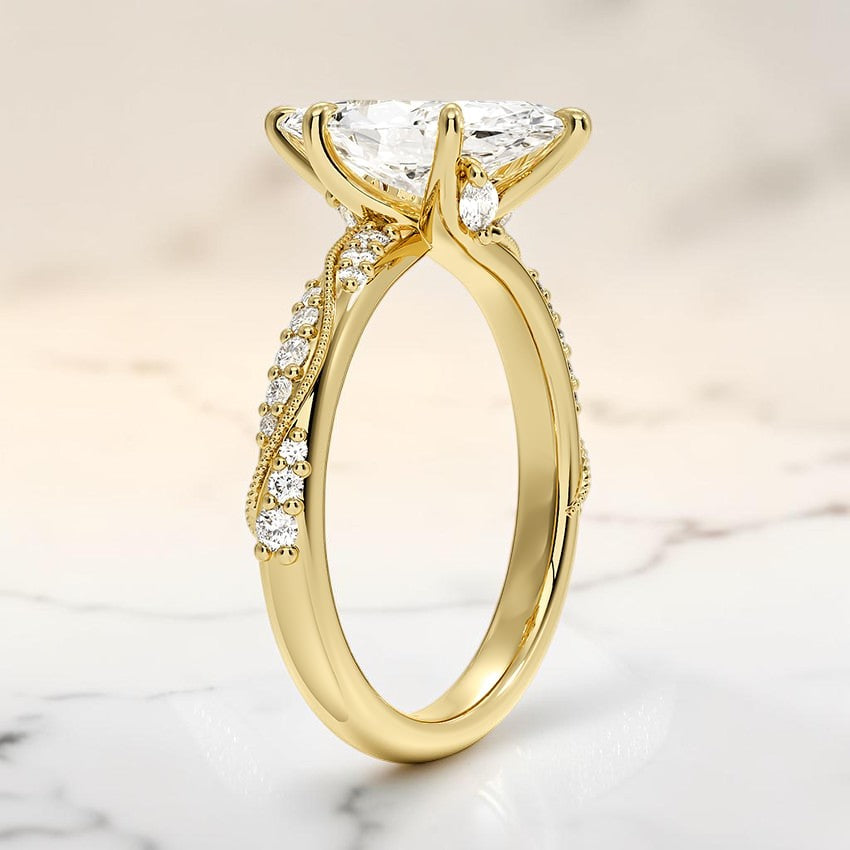 Magnolia Hidden Accent 2.5mm Diamond Ring in 14K Yellow Gold