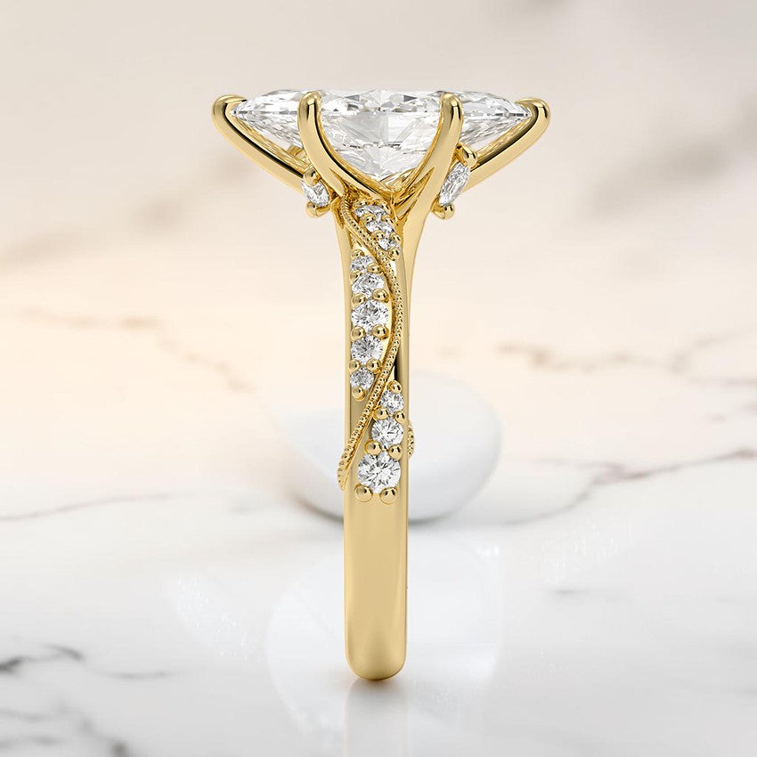 Magnolia Hidden Accent 2.5mm Diamond Ring in 14K Yellow Gold