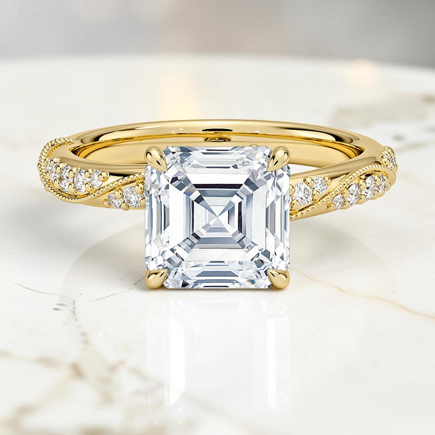 Magnolia Hidden Accent 2.5mm Diamond Ring in 14K Yellow Gold