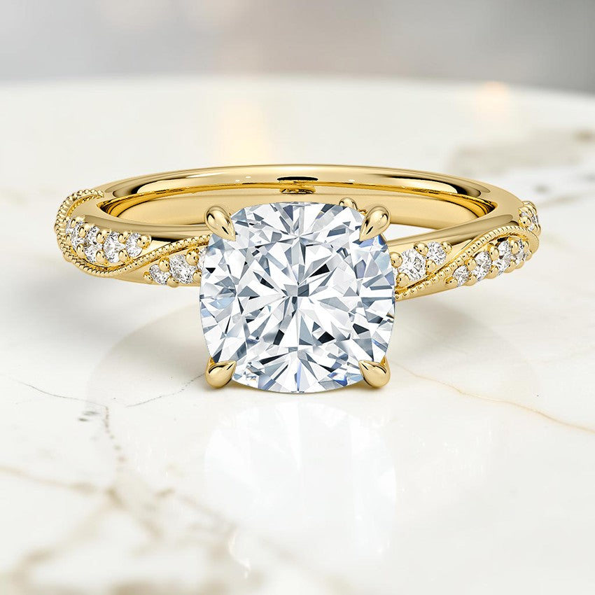 Magnolia Hidden Accent 2.5mm Diamond Ring in 14K Yellow Gold