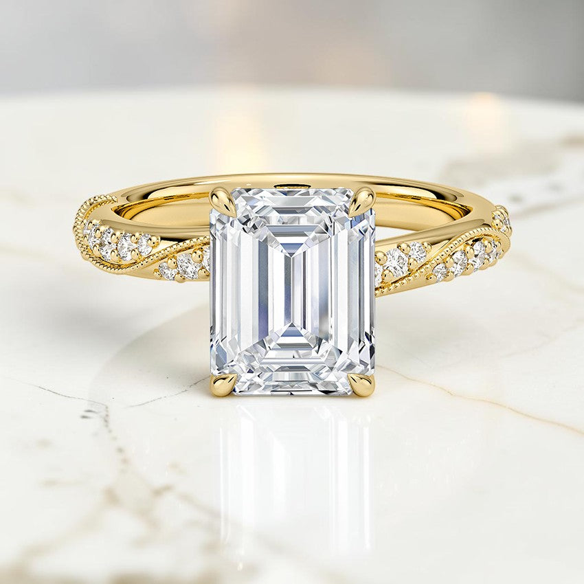 Magnolia Hidden Accent 2.5mm Diamond Ring in 14K Yellow Gold