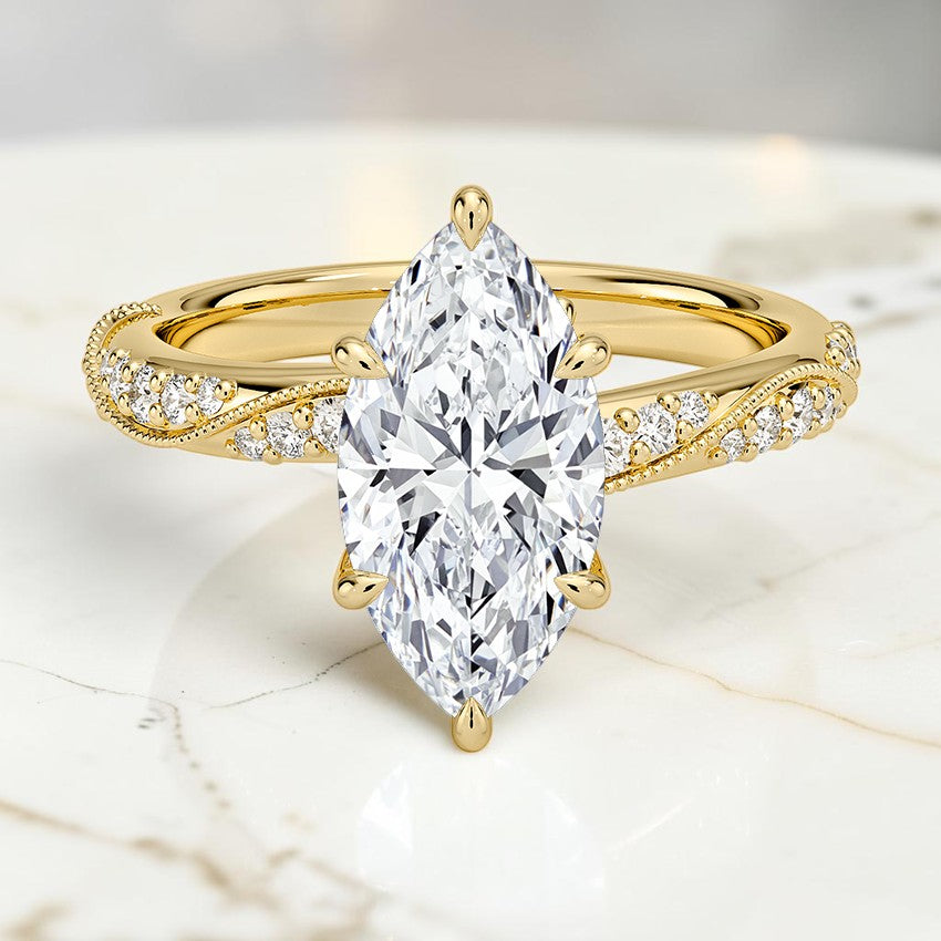 Magnolia Hidden Accent 2.5mm Diamond Ring in 14K Yellow Gold