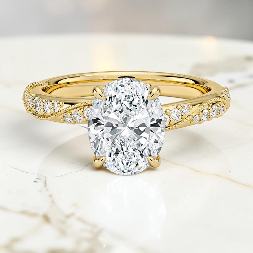Magnolia Hidden Accent 2.5mm Diamond Ring in 14K Yellow Gold