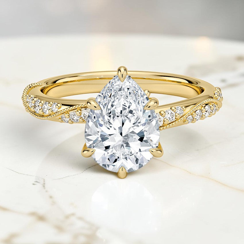 Magnolia Hidden Accent 2.5mm Diamond Ring in 14K Yellow Gold