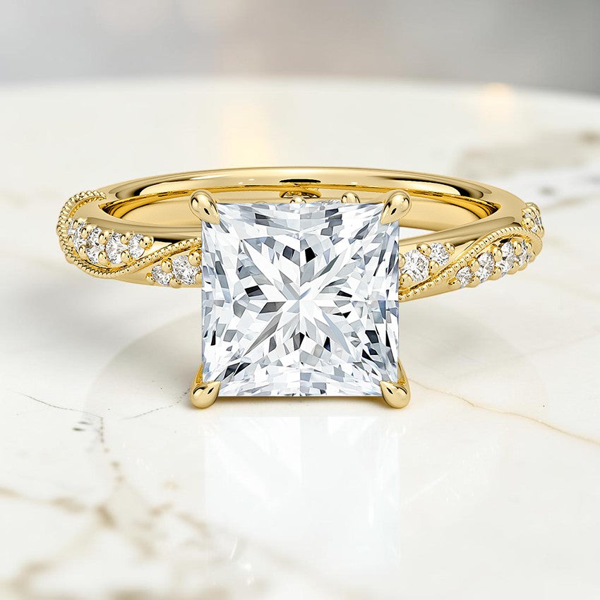 Magnolia Hidden Accent 2.5mm Diamond Ring in 14K Yellow Gold