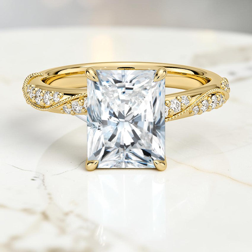 Magnolia Hidden Accent 2.5mm Diamond Ring in 14K Yellow Gold