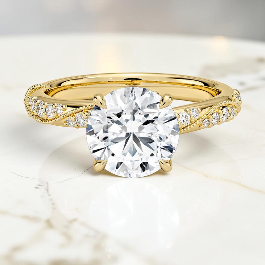 Magnolia Hidden Accent 2.5mm Diamond Ring in 14K Yellow Gold