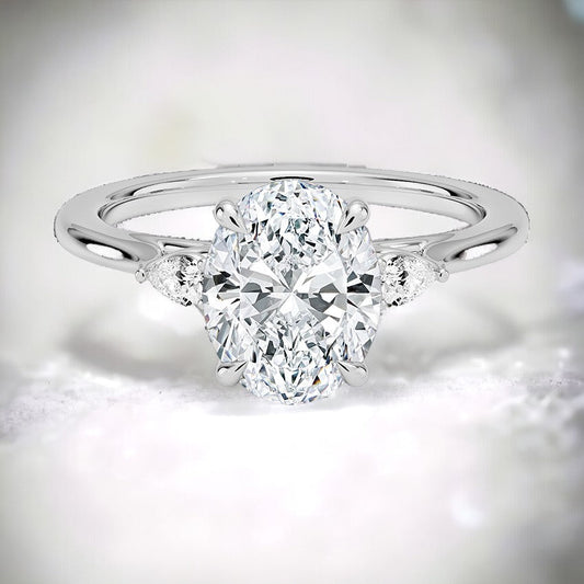 Perfect Fit Three Stone Lab Grown Diamond Engagement Ring