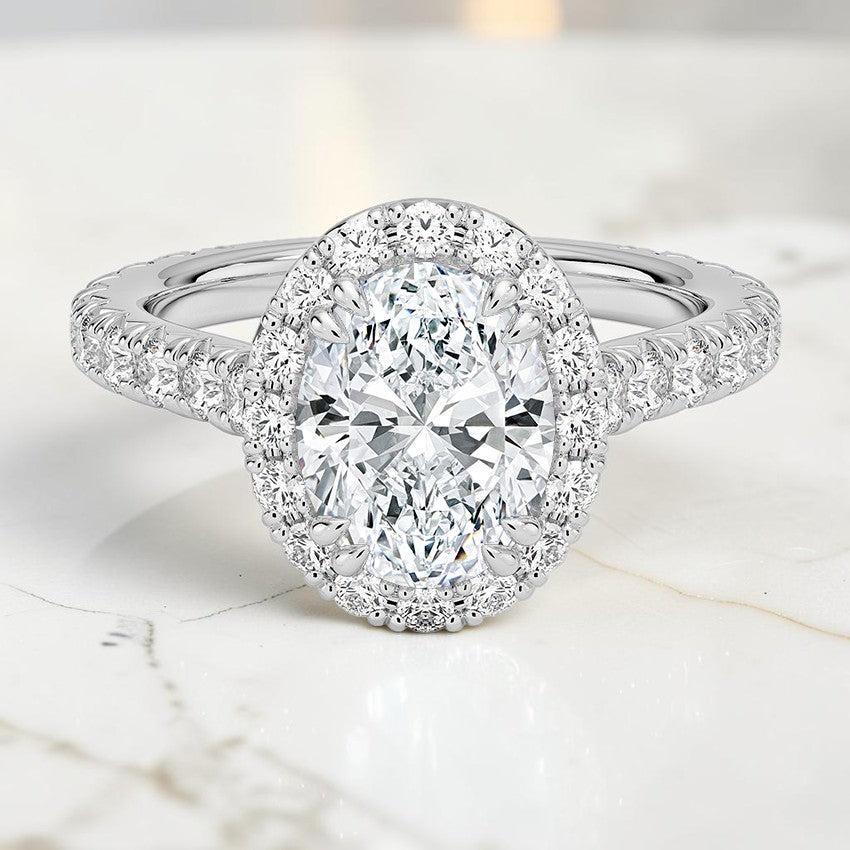 Verona Halo Three-Quarter Coverage Diamond Ring (3/4 ct. tw.) in 14K White Gold