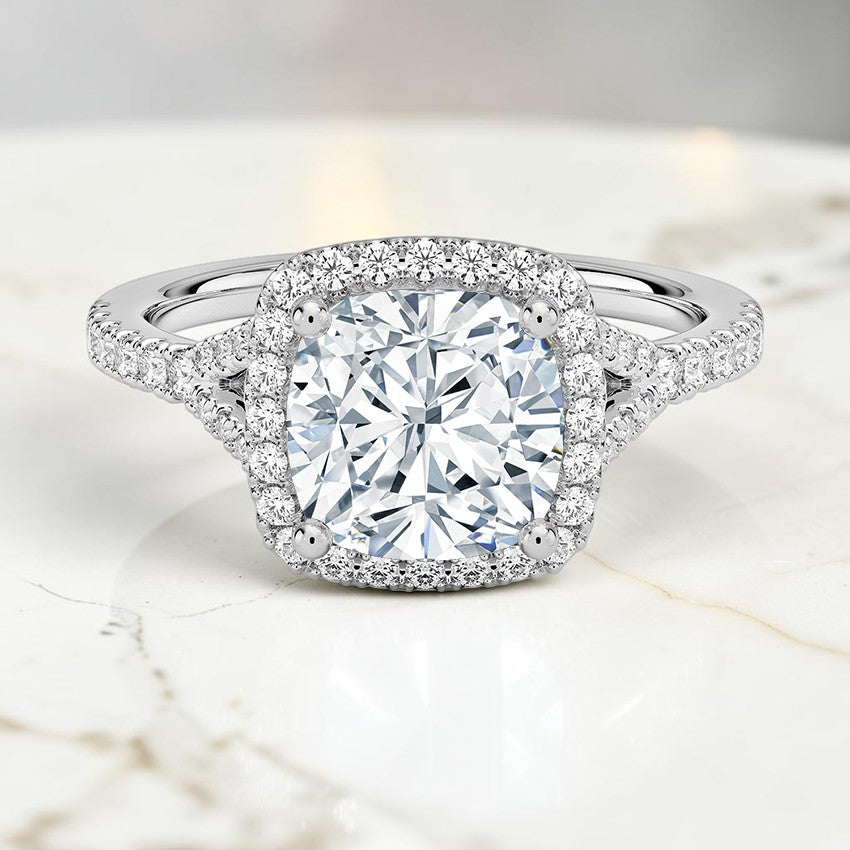 Felicity Half Coverage Diamond Ring in 14K White Gold