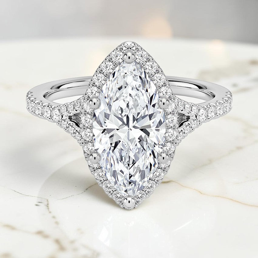 Felicity Half Coverage Diamond Ring in 14K White Gold