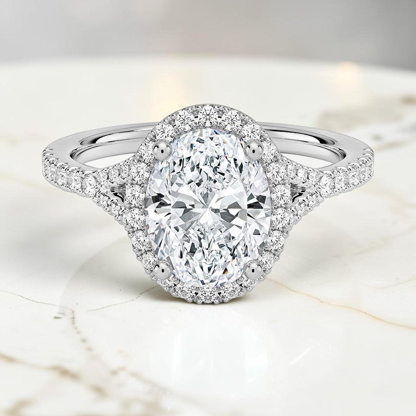 Felicity Half Coverage Diamond Ring in 14K White Gold