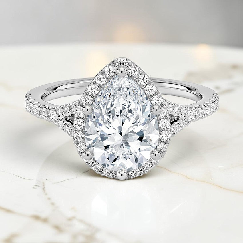 Felicity Half Coverage Diamond Ring in 14K White Gold