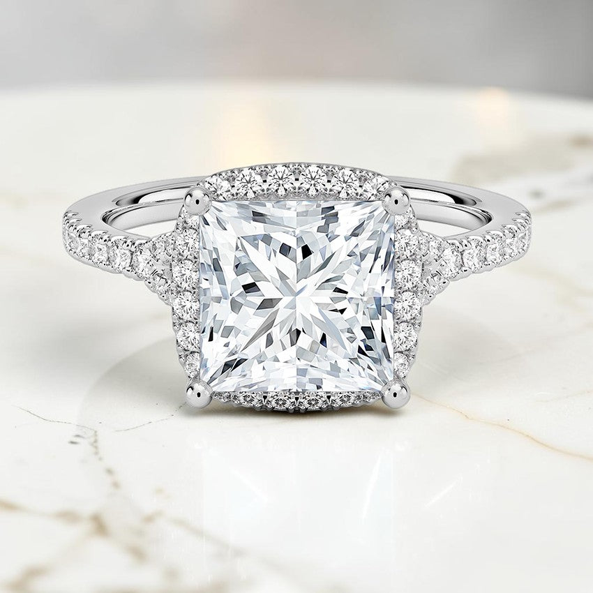 Felicity Half Coverage Diamond Ring in 14K White Gold