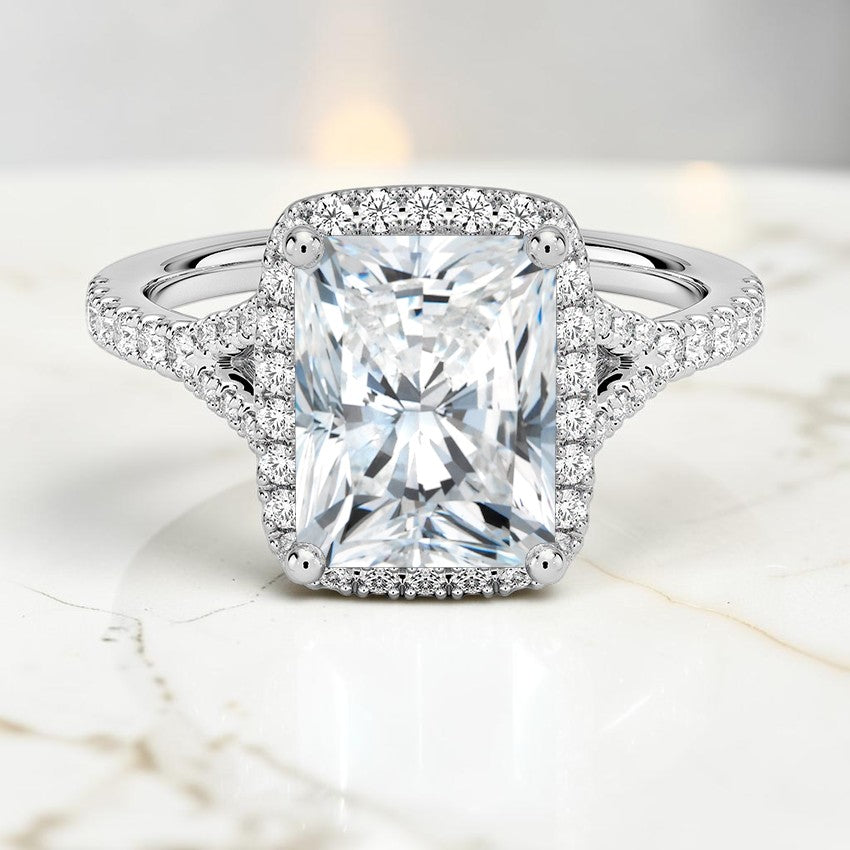Felicity Half Coverage Diamond Ring in 14K White Gold